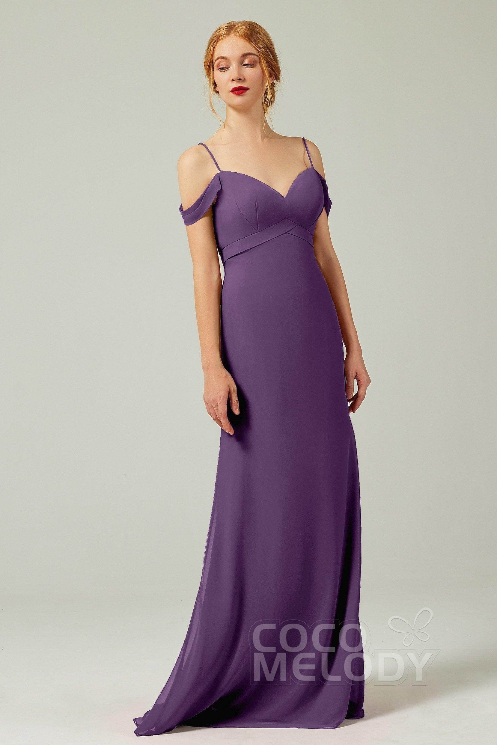 Sheath-Column Floor Length Chiffon Bridesmaid Dress Formal Dresses CB0343 - COCOMELODY